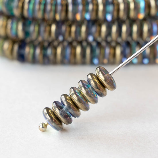 6mm Rondelle Beads - Crystal Gold Luster AB - 50 Beads