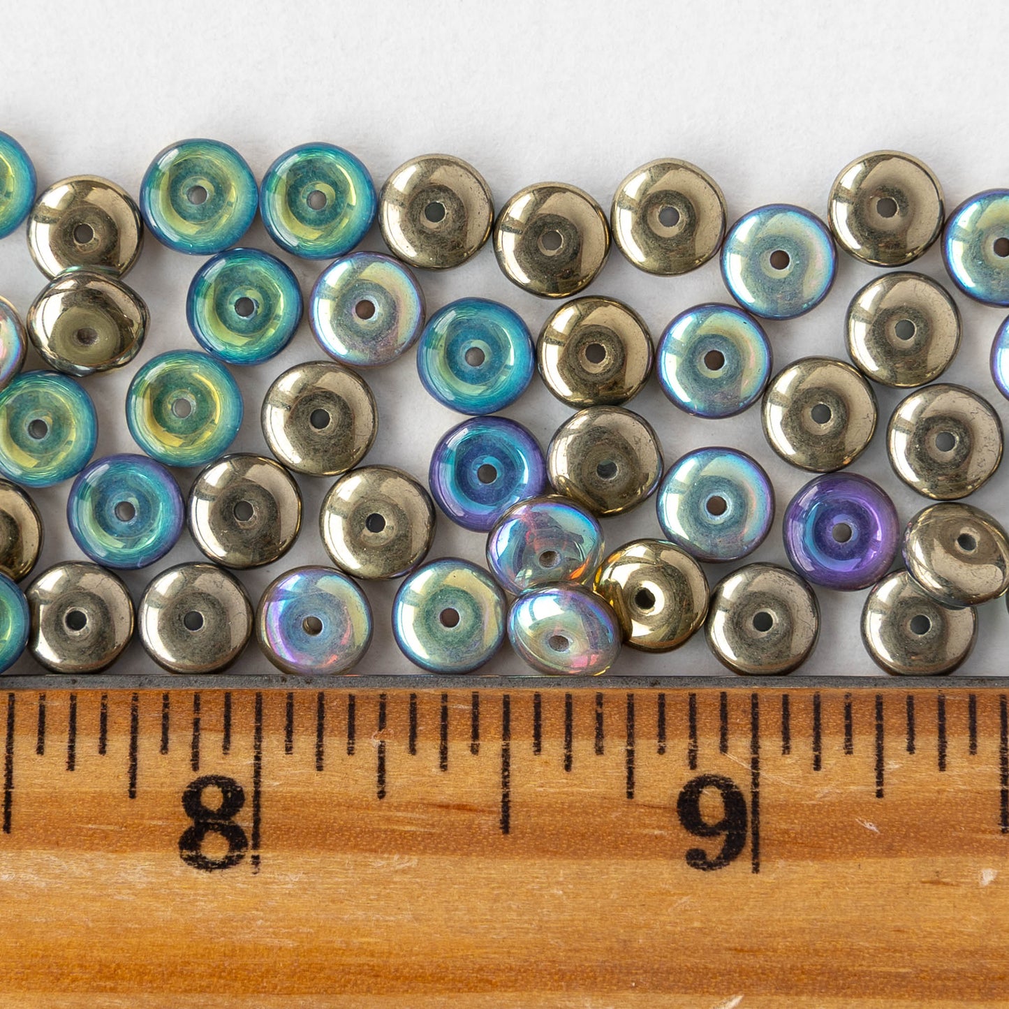 6mm Rondelle Beads - Crystal Gold Luster AB - 50 Beads