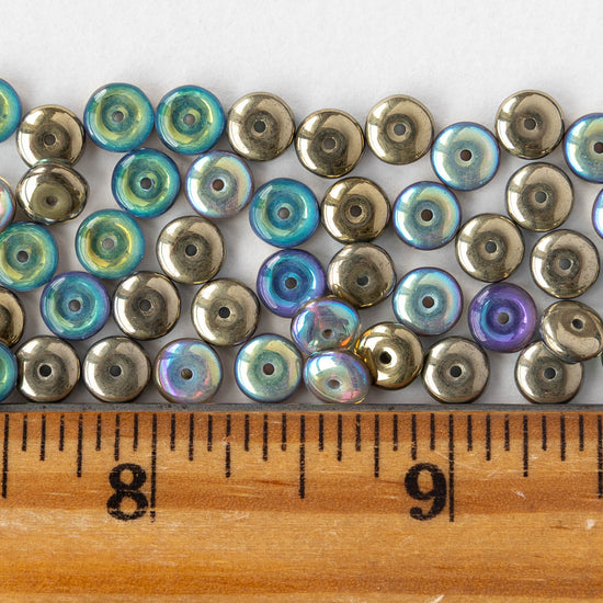 6mm Rondelle Beads - Crystal Gold Luster AB - 50 Beads