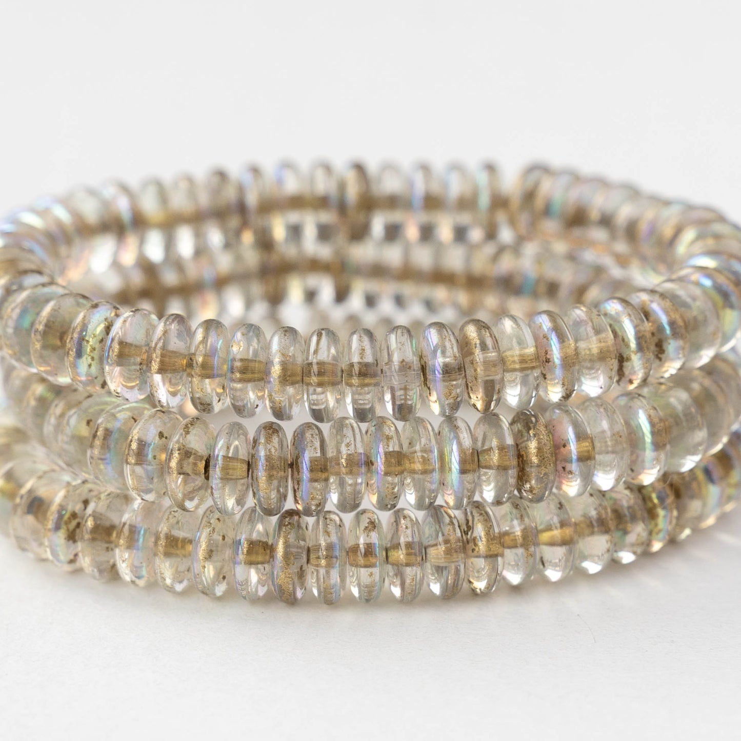 6mm Rondelle Beads - Gold Lined Crystal AB - 50 beads