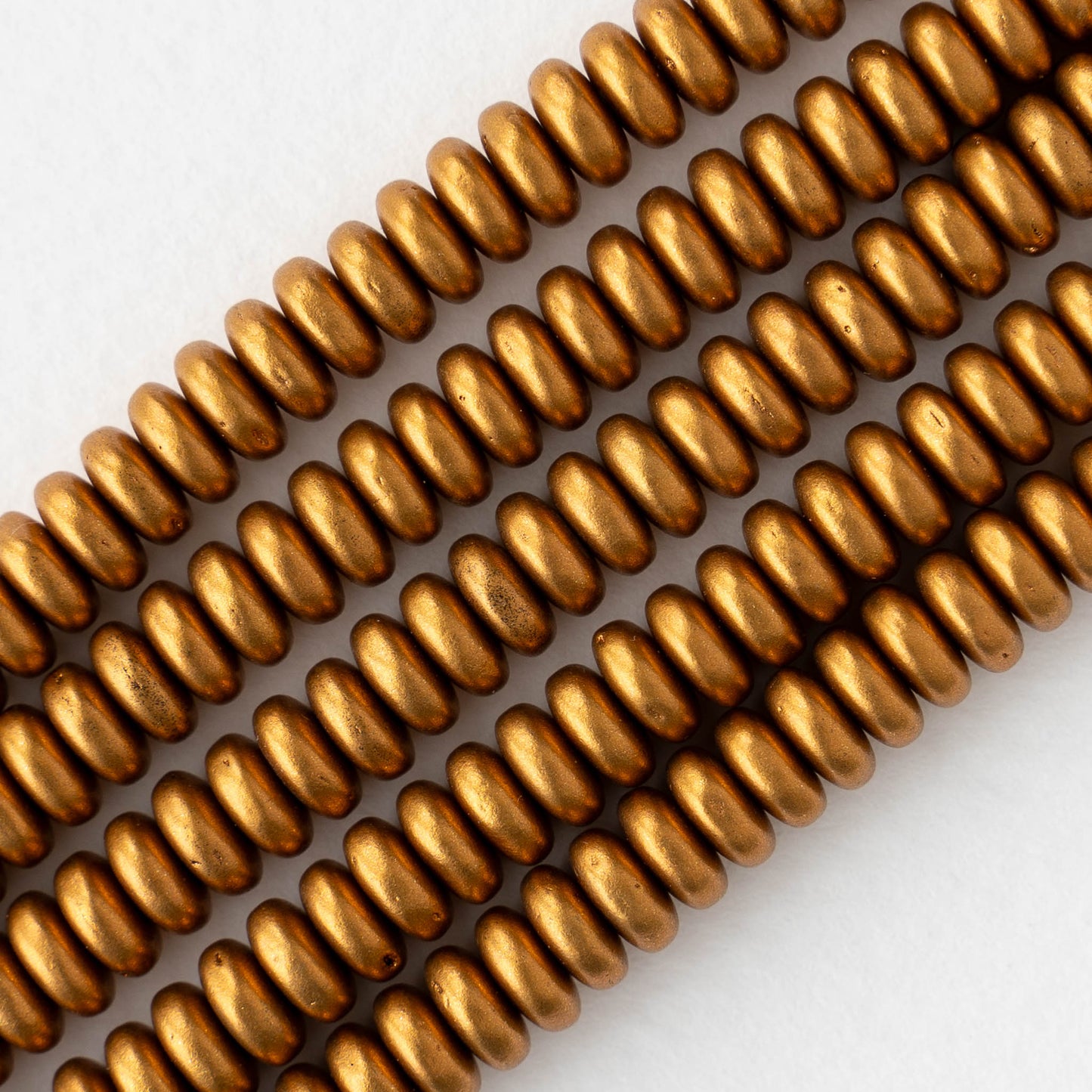 6mm Rondelle Beads - Metallic Antique Gold Matte - 100