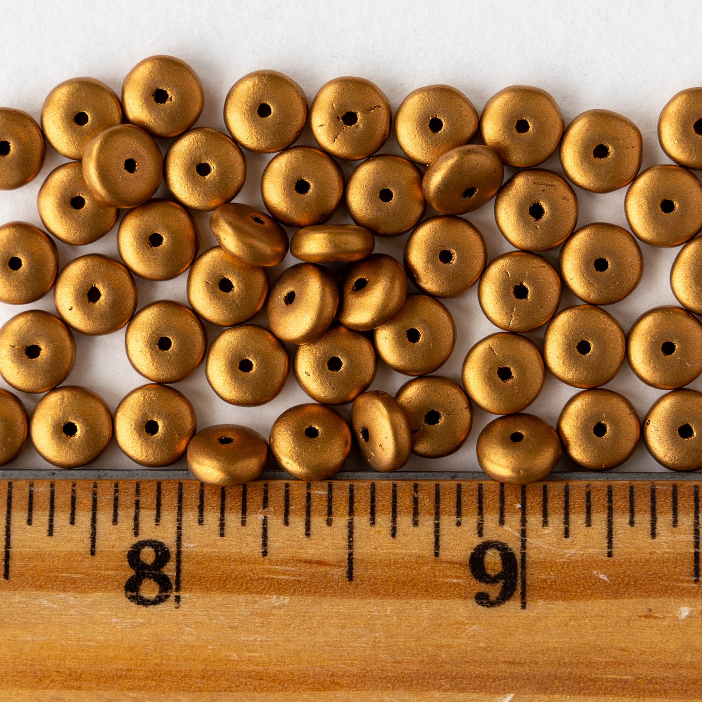 6mm Rondelle Beads - Metallic Antique Gold Matte - 100