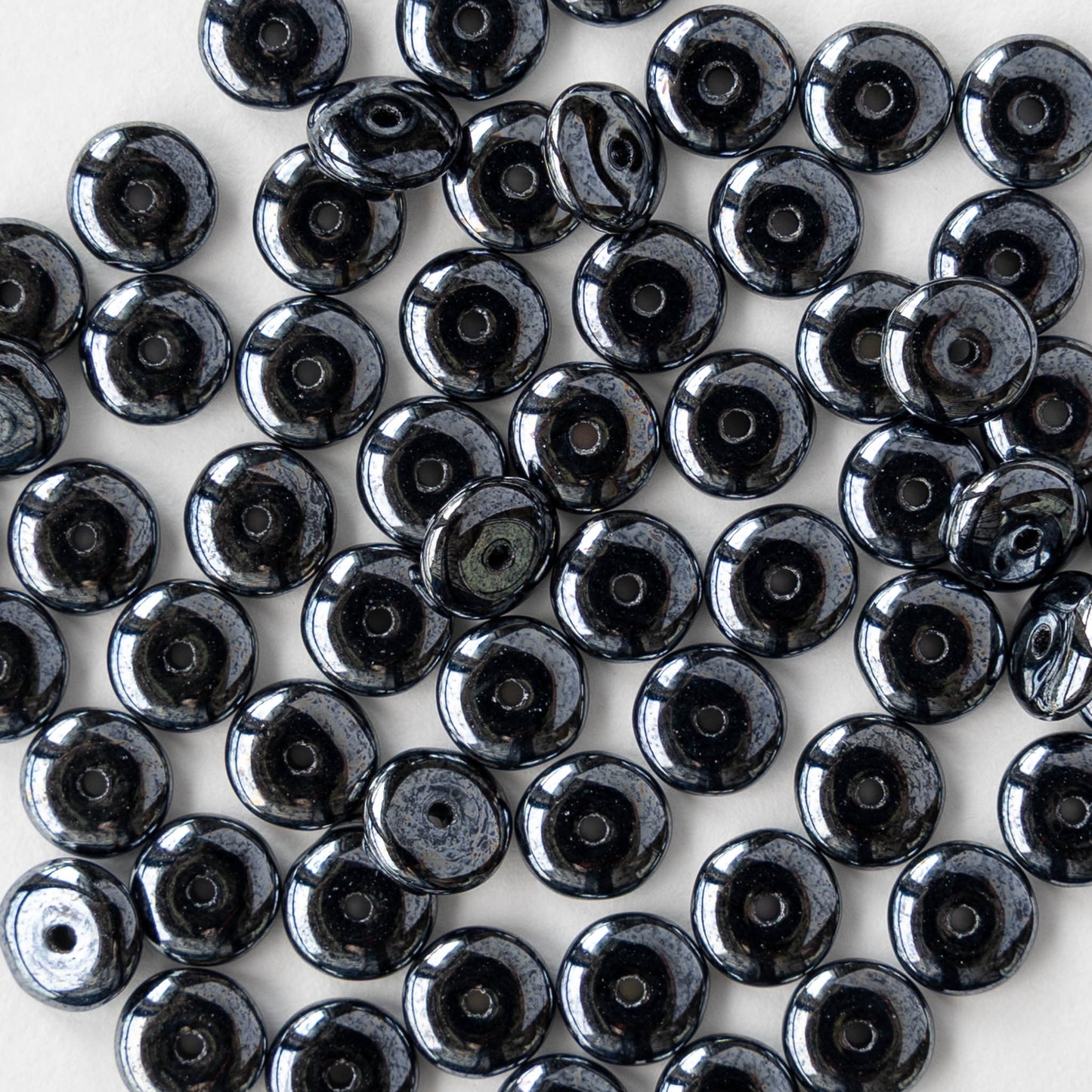 6mm Glass Rondelle Beads - Hematite - 100 Beads