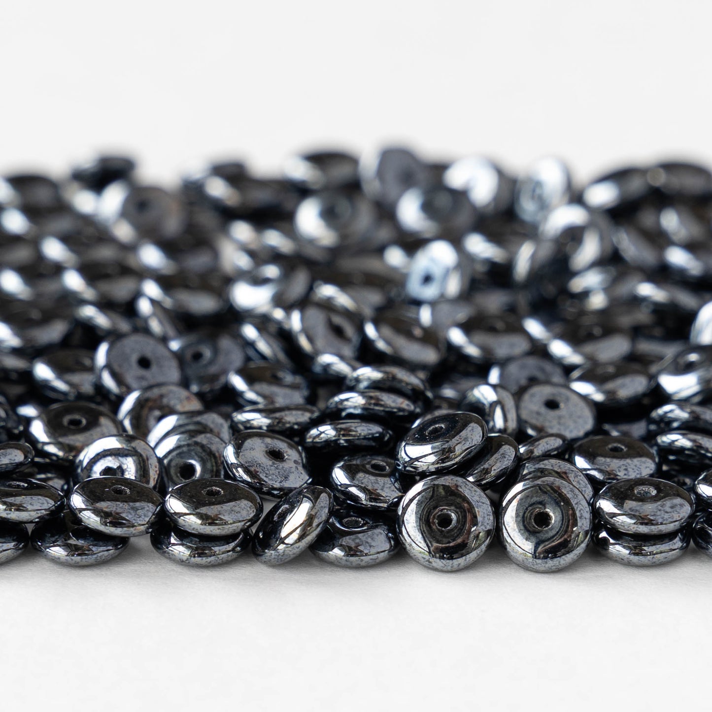 6mm Glass Rondelle Beads - Hematite - 100 Beads