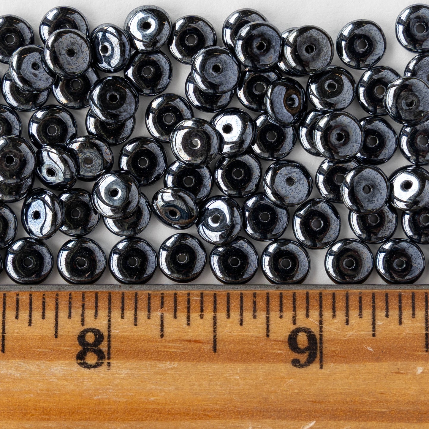 6mm Glass Rondelle Beads - Hematite - 100 Beads