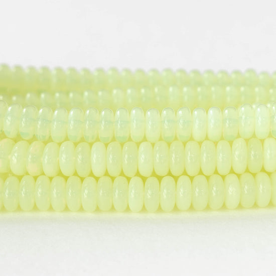 6mm Glass Rondelle Beads - Opaline Jonquil - 50 or 100 Beads