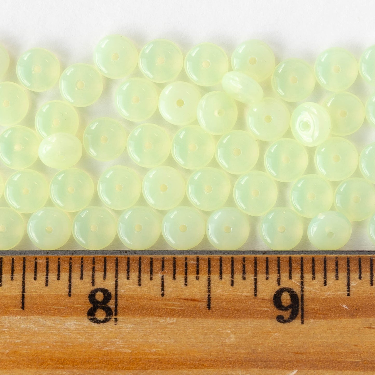 6mm Glass Rondelle Beads - Opaline Jonquil - 50 or 100 Beads