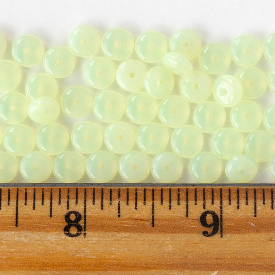6mm Glass Rondelle Beads - Opaline Jonquil - 50 or 100 Beads