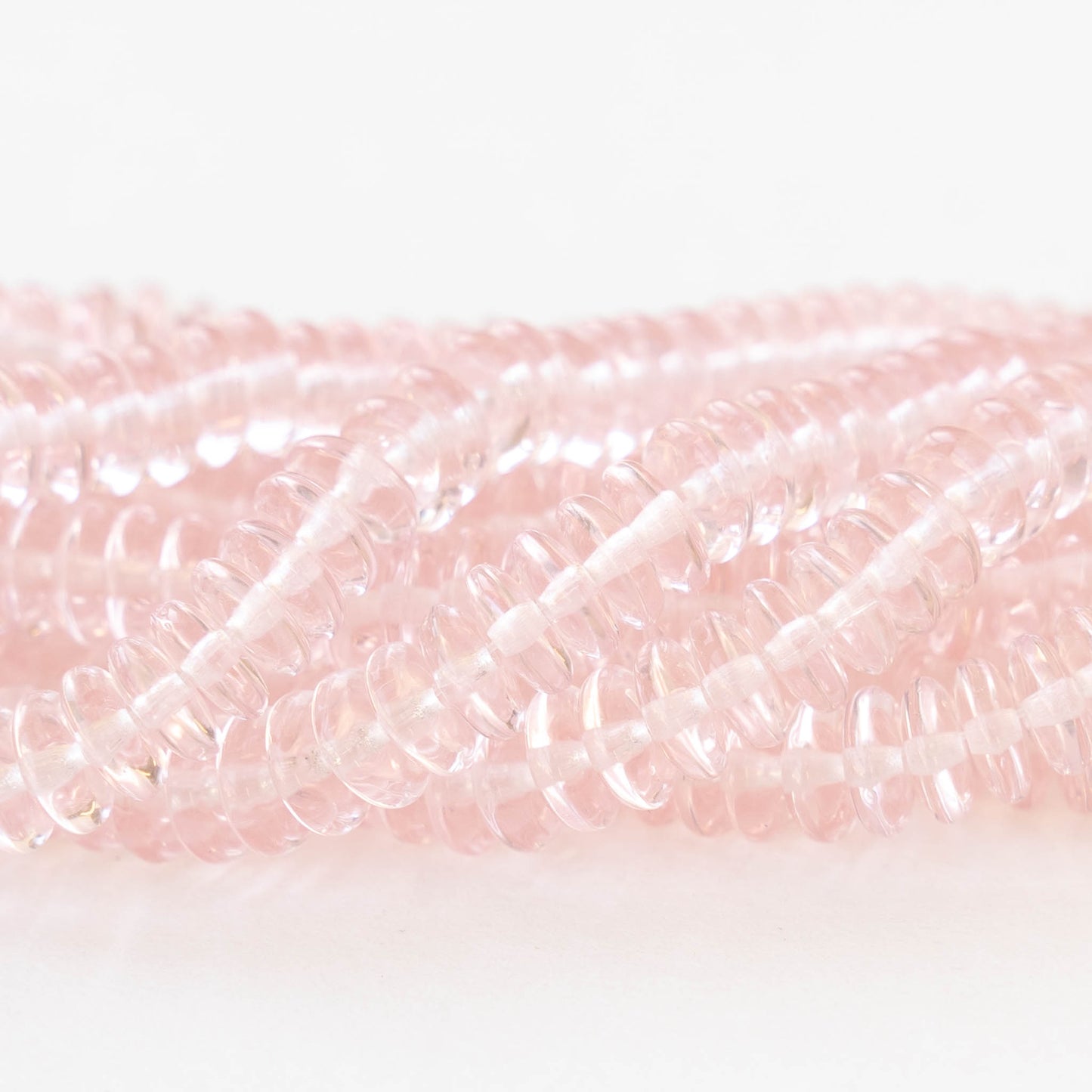 6mm Rondelle Beads - Lt. Pink - 100 Beads