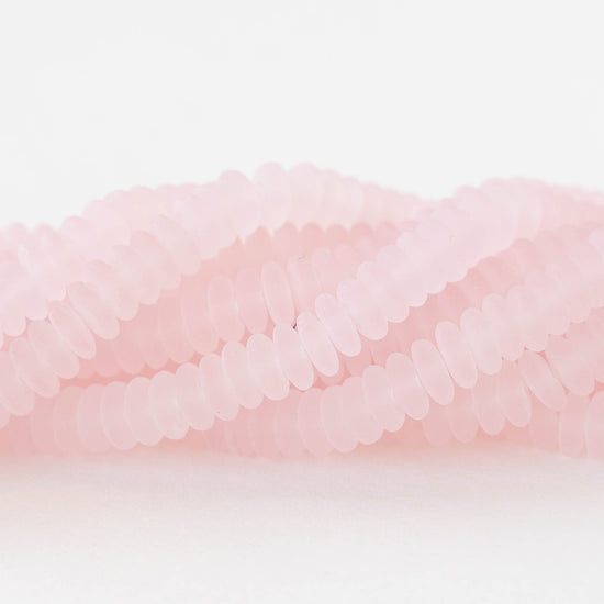 6mm Rondelle Beads - Lt. Pink Matte - 100 Beads