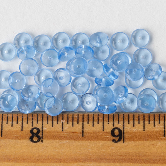 6mm Rondelle Beads -Transparent Light Blue - 50 or 100 Beads