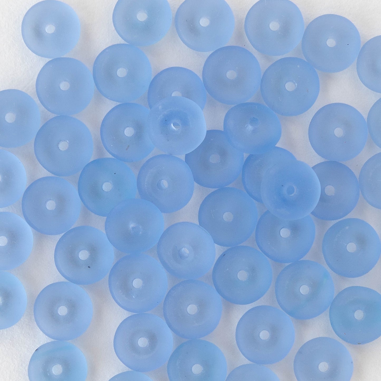 6mm Glass Rondelle Beads - Sky Blue Matte - 100 Beads