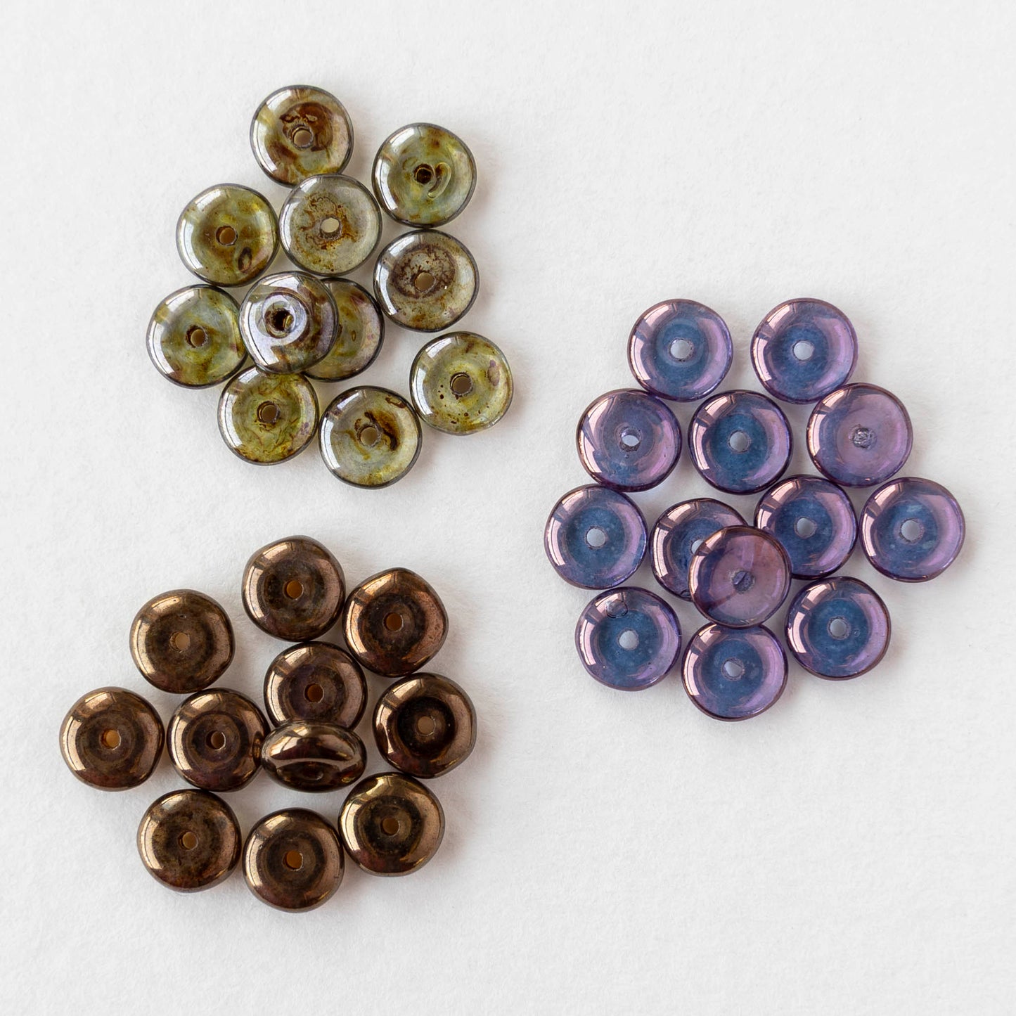 6mm Glass Rondelle Beads - Metallic Picasso Mix - 50 or 100 Beads