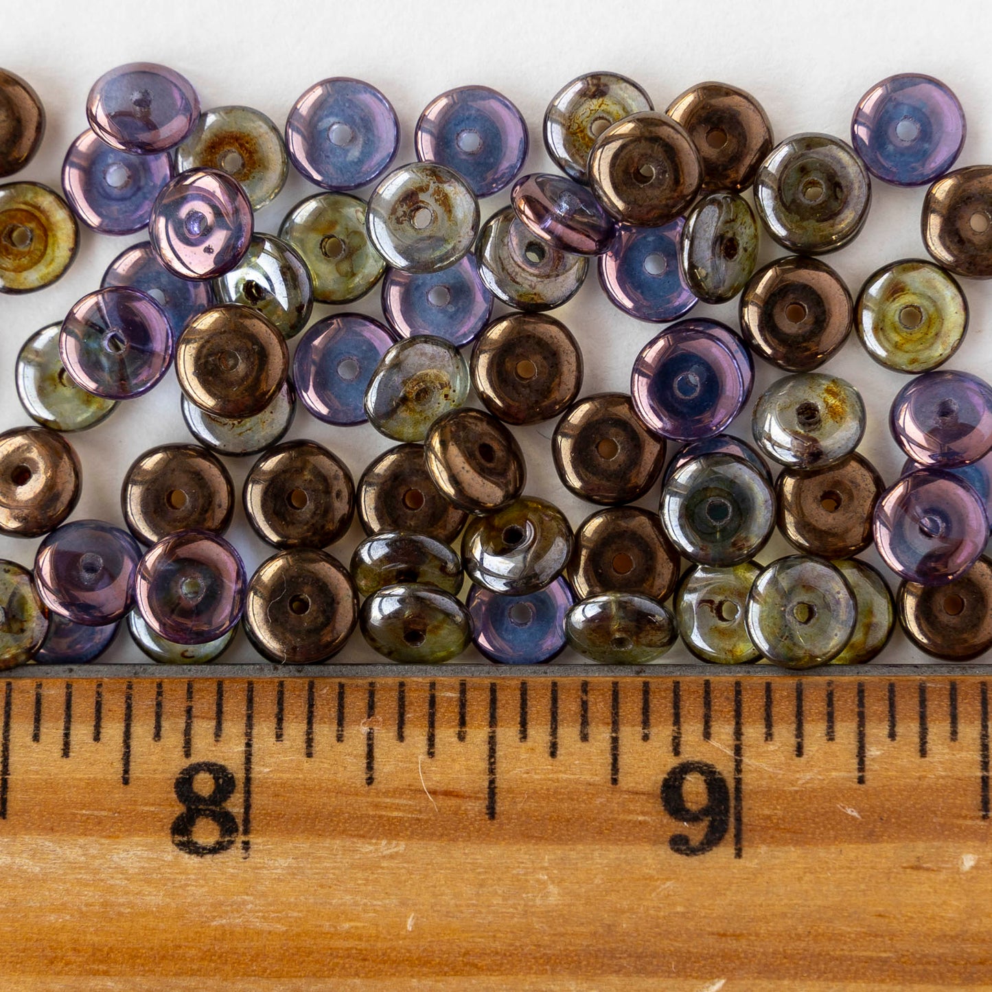 6mm Glass Rondelle Beads - Metallic Picasso Mix - 50 or 100 Beads