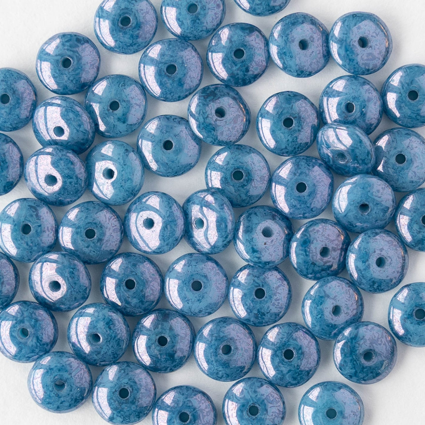 6mm Rondelle Beads - Speckled Slate Blue  - 25 or 50 beads
