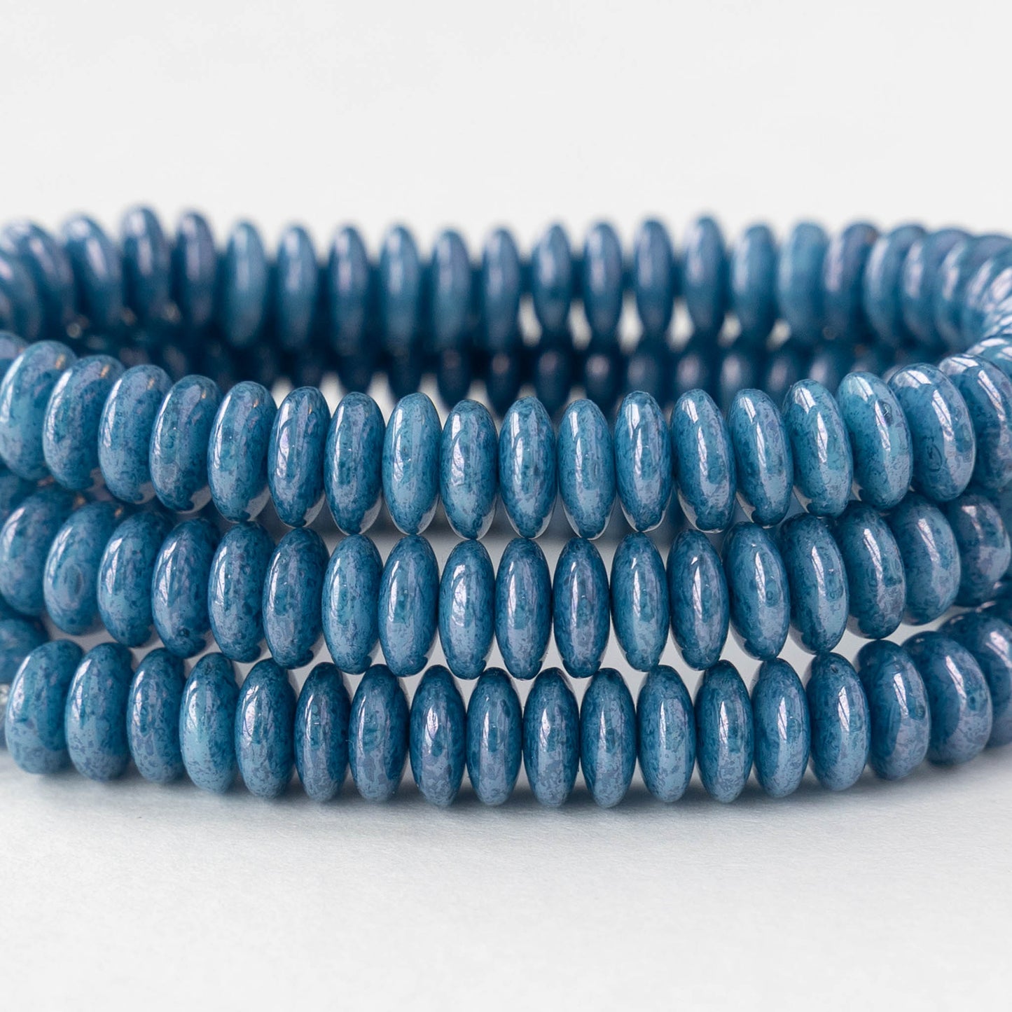 6mm Rondelle Beads - Speckled Slate Blue  - 25 or 50 beads