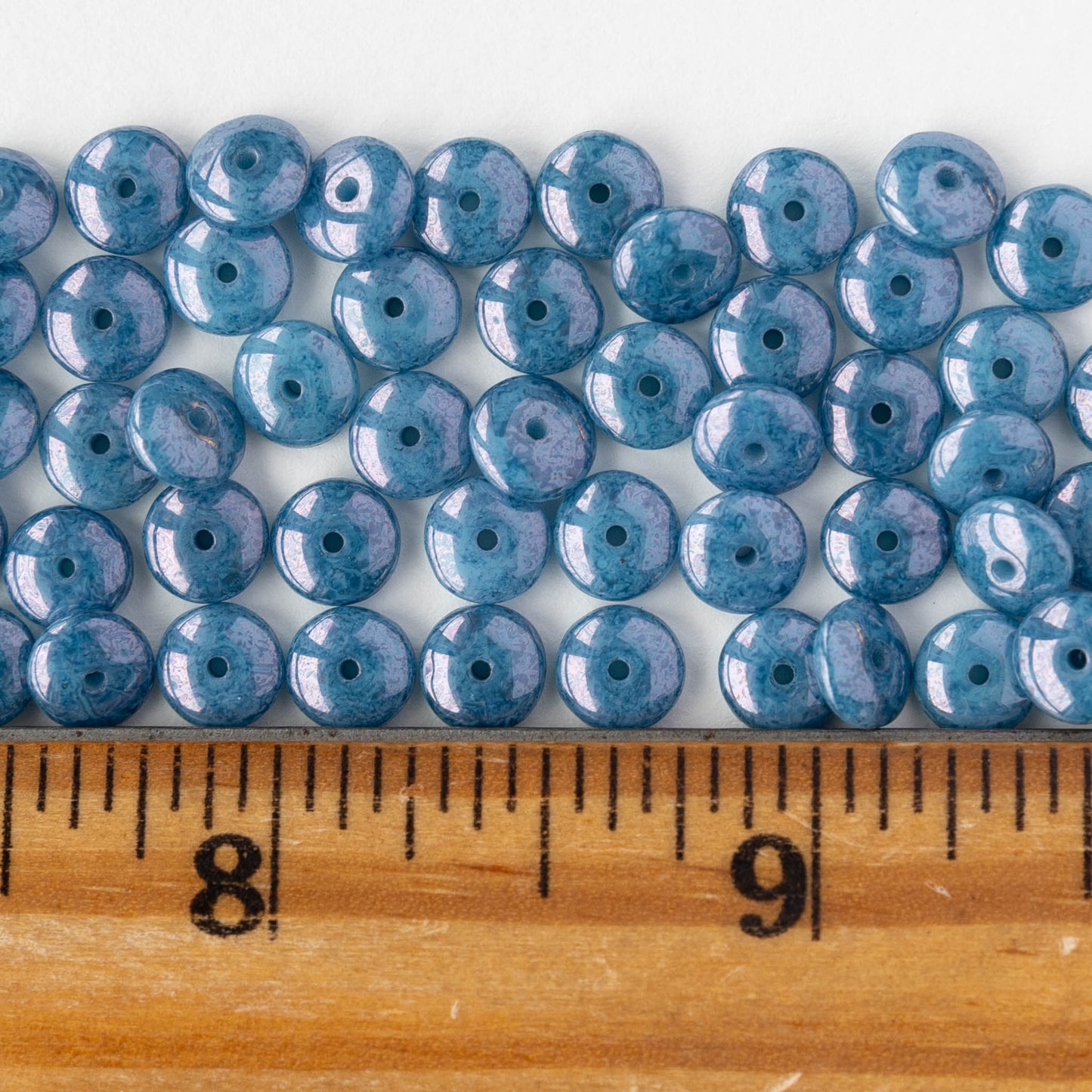 6mm Rondelle Beads - Speckled Slate Blue  - 25 or 50 beads