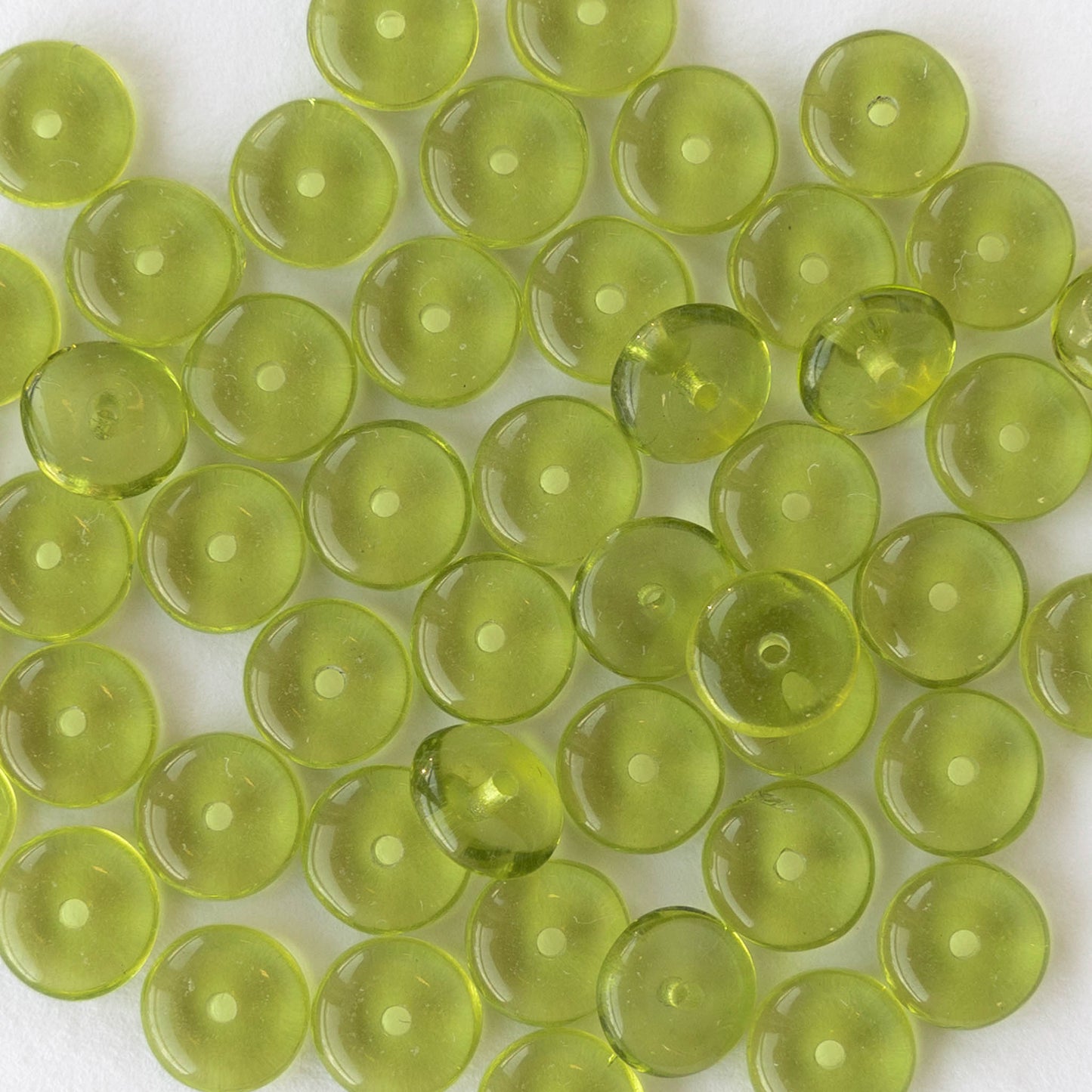 6mm Glass Rondelle Beads - Olivine - 50 or 100 Beads