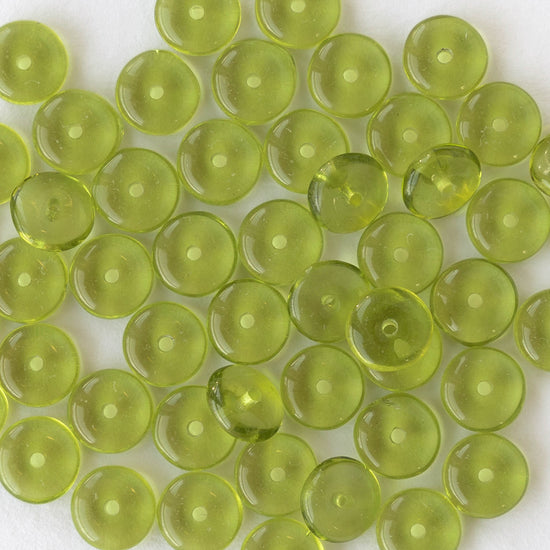 6mm Glass Rondelle Beads - Olivine - 50 or 100 Beads