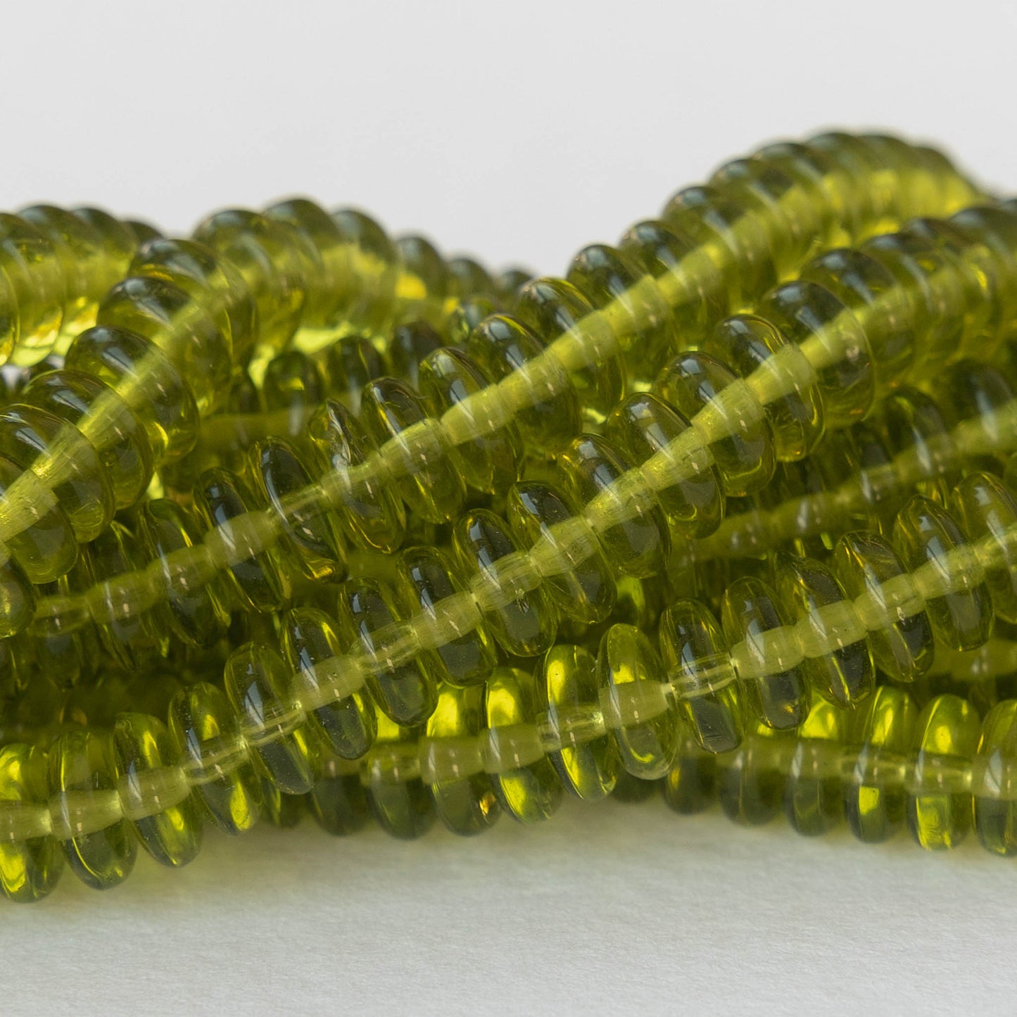 6mm Glass Rondelle Beads - Olivine - 50 or 100 Beads