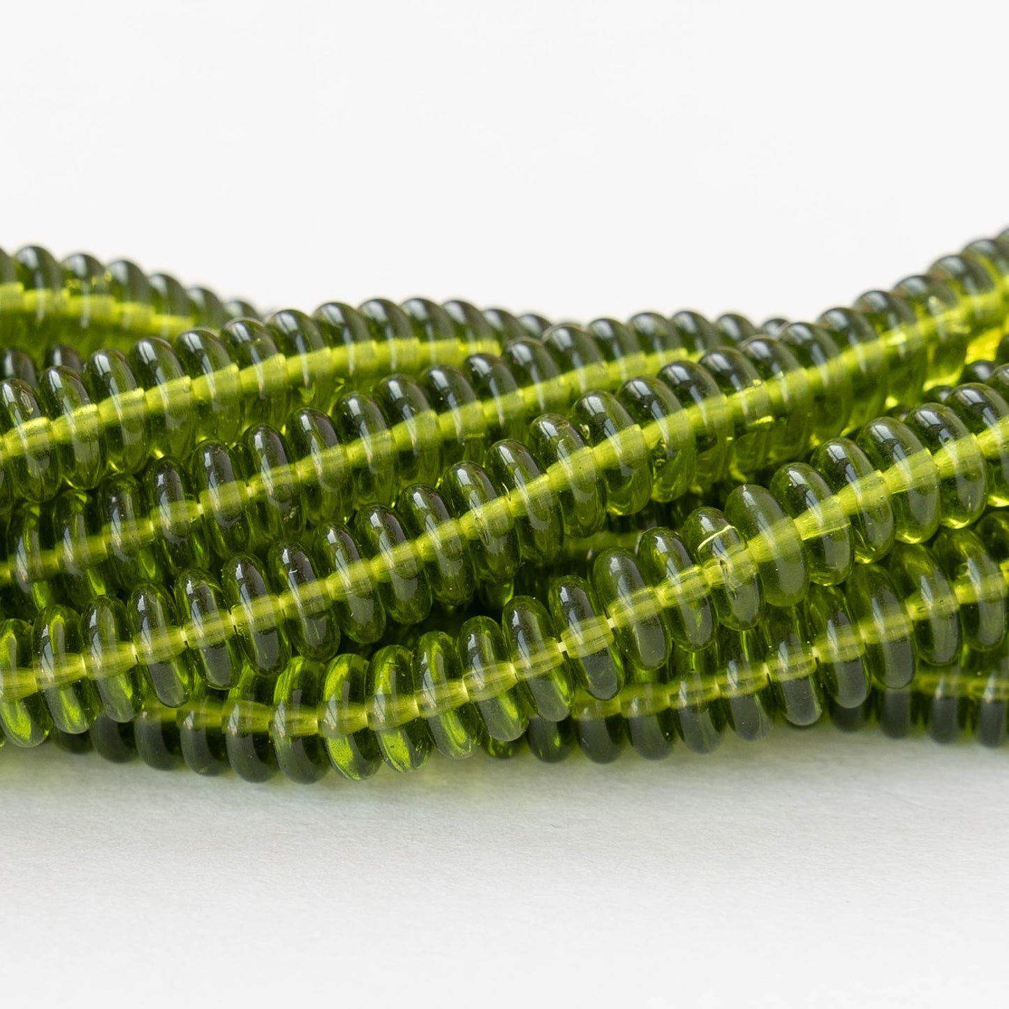 6mm Glass Rondelle Beads - Olivine - 50 or 100 Beads