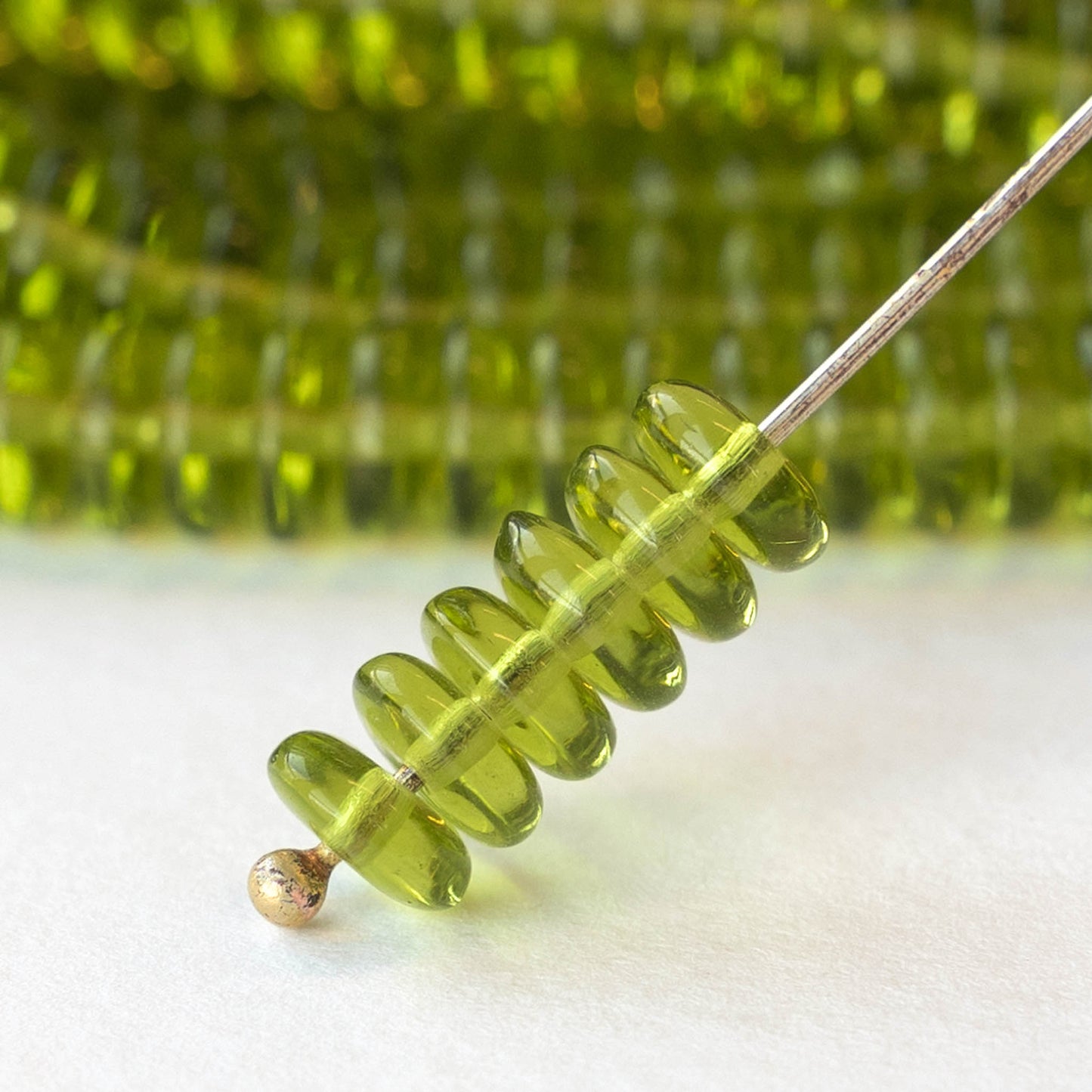 6mm Glass Rondelle Beads - Olivine - 50 or 100 Beads