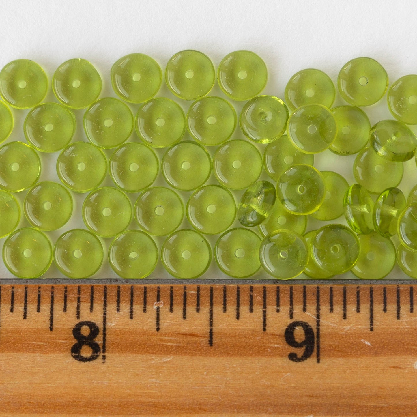 6mm Glass Rondelle Beads - Olivine - 50 or 100 Beads