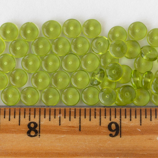 6mm Glass Rondelle Beads - Olivine - 50 or 100 Beads