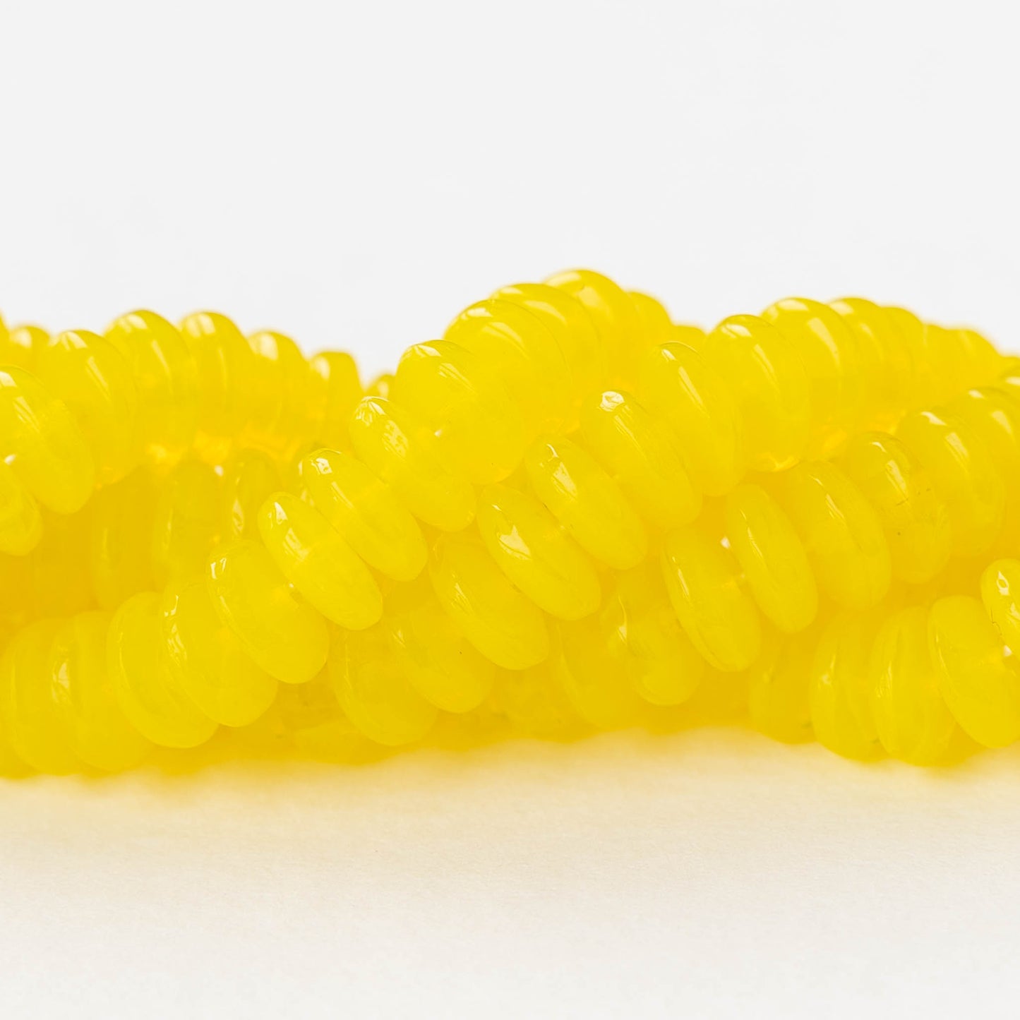 6mm Rondelle Beads - Opaline Lemon Yellow - 50 Beads