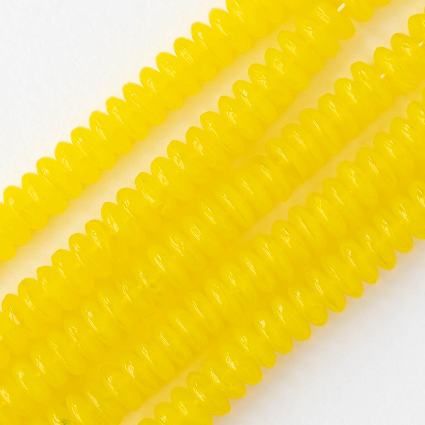 6mm Rondelle Beads - Opaline Lemon Yellow - 50 Beads