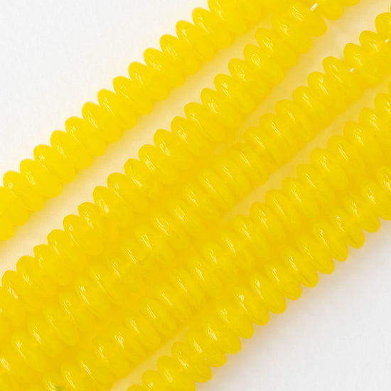 6mm Rondelle Beads - Opaline Lemon Yellow - 50 Beads