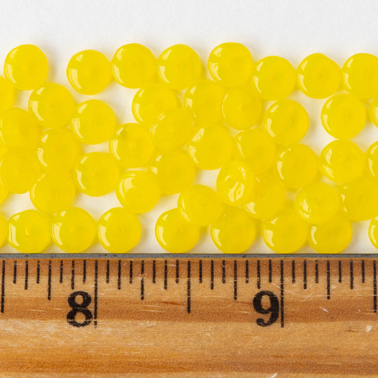 6mm Rondelle Beads - Opaline Lemon Yellow - 50 Beads