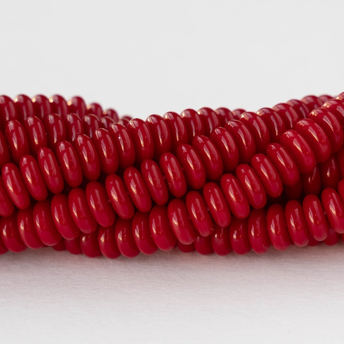 6mm Rondelle Beads - Opaque Red - 50 or 100 Beads