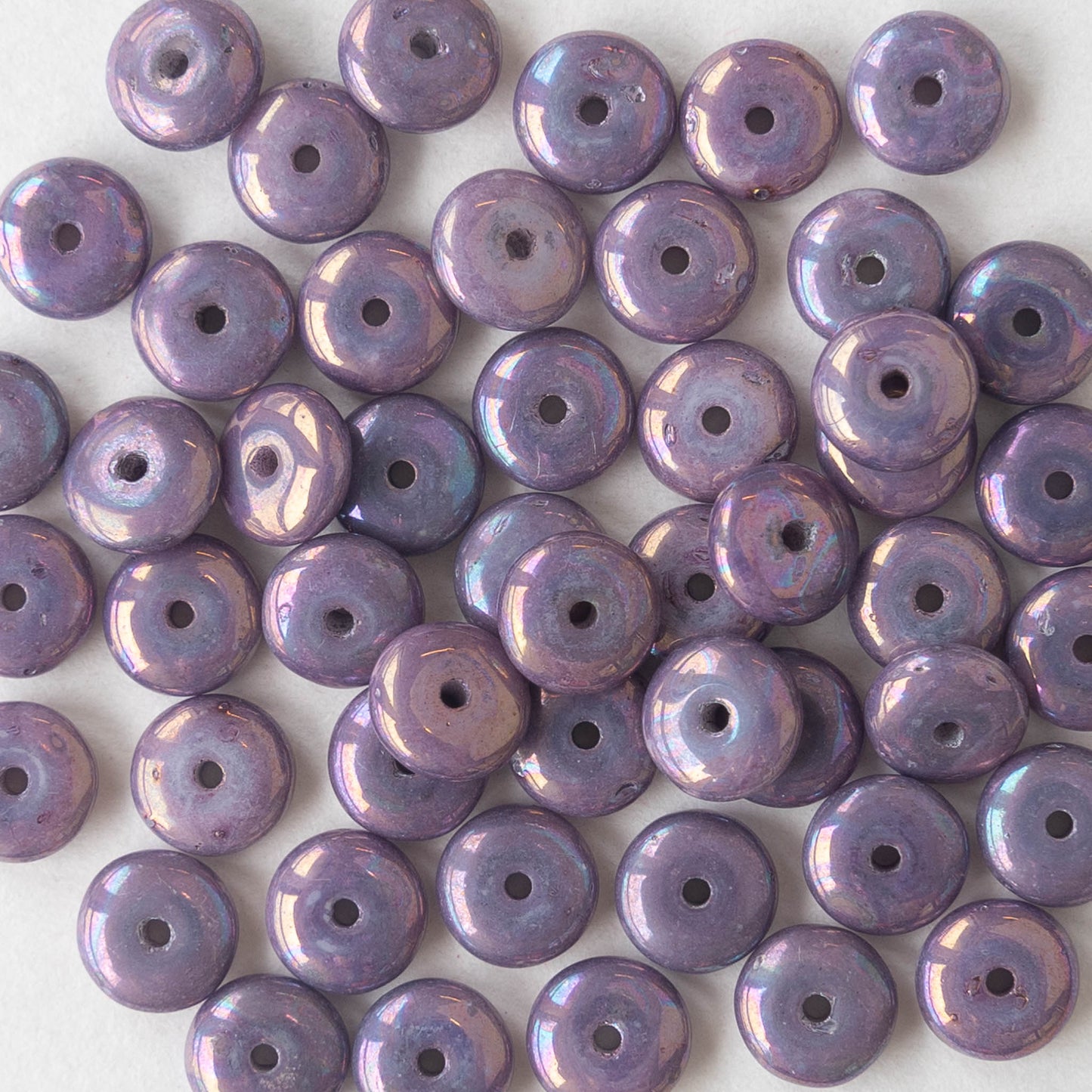 6mm Rondelle Beads - Opaque Muted Purple - 50 Beads