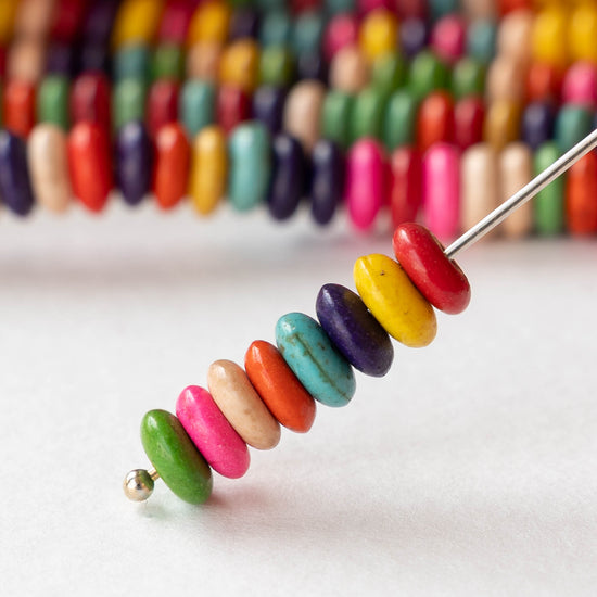 6mm Howlite Rondelles - Rainbow - 16 inch strand ~150 beads