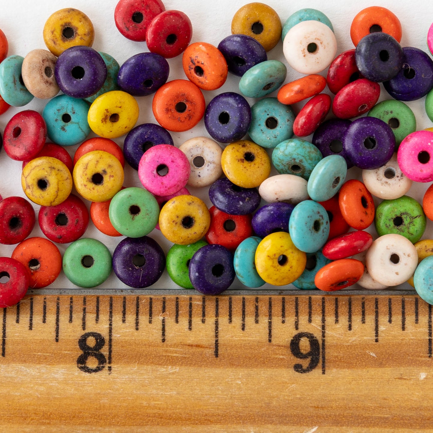 6mm Howlite Rondelles - Rainbow - 16 inch strand ~150 beads