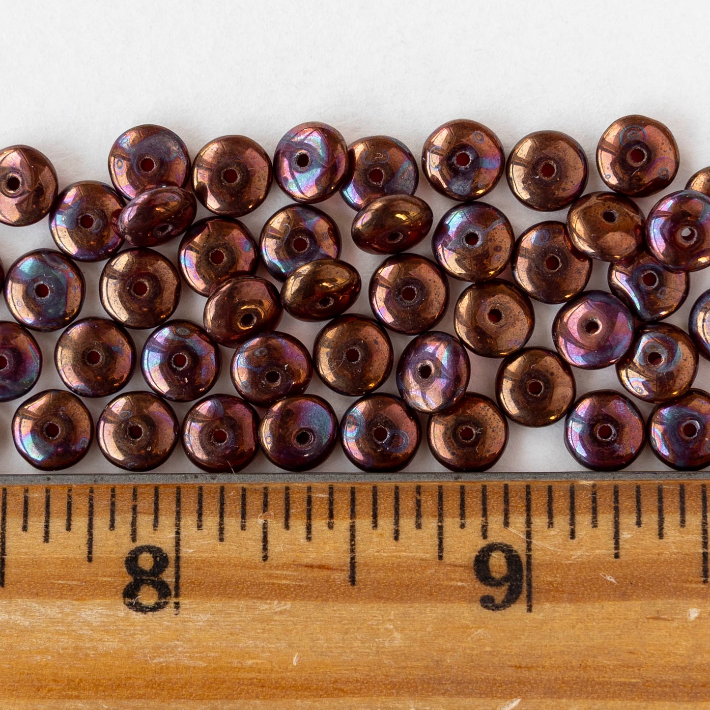 6mm Glass Rondelle Beads - Ruby Red Metallic Purple Copper - 25 or 50 beads