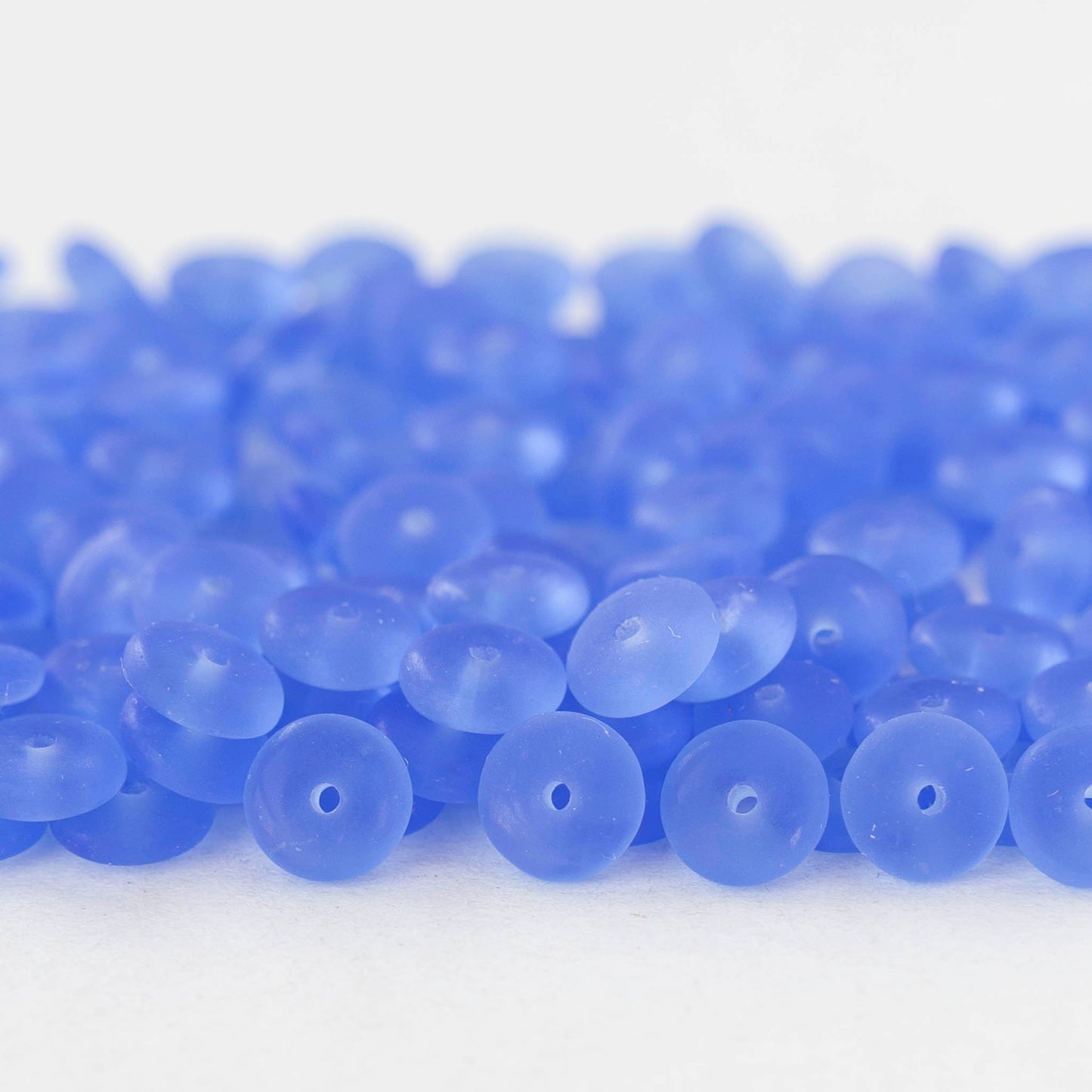 6mm Glass Rondelle Beads - Matte Sapphire - 50 or 100 Beads