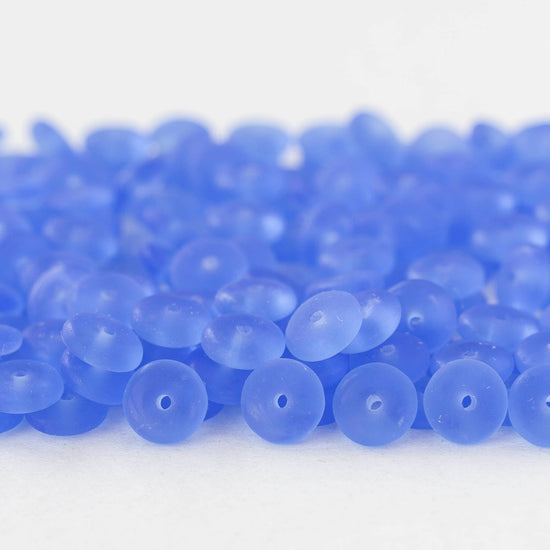 6mm Glass Rondelle Beads - Matte Sapphire - 50 or 100 Beads