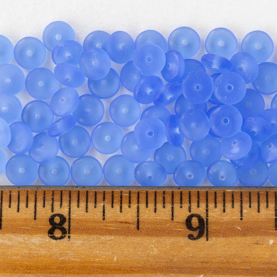 6mm Glass Rondelle Beads - Matte Sapphire - 50 or 100 Beads