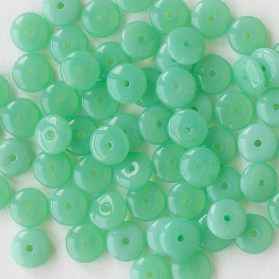 6mm Rondelle Beads - Opaline Seafoam - 50 Beads
