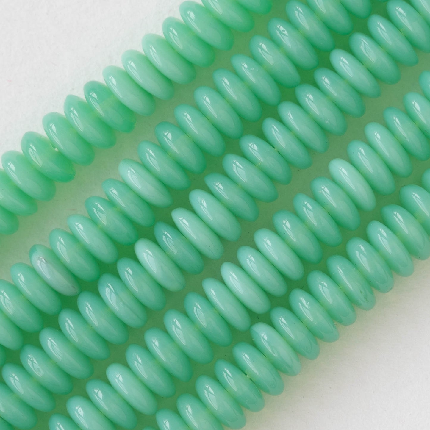 6mm Rondelle Beads - Opaline Seafoam - 50 Beads