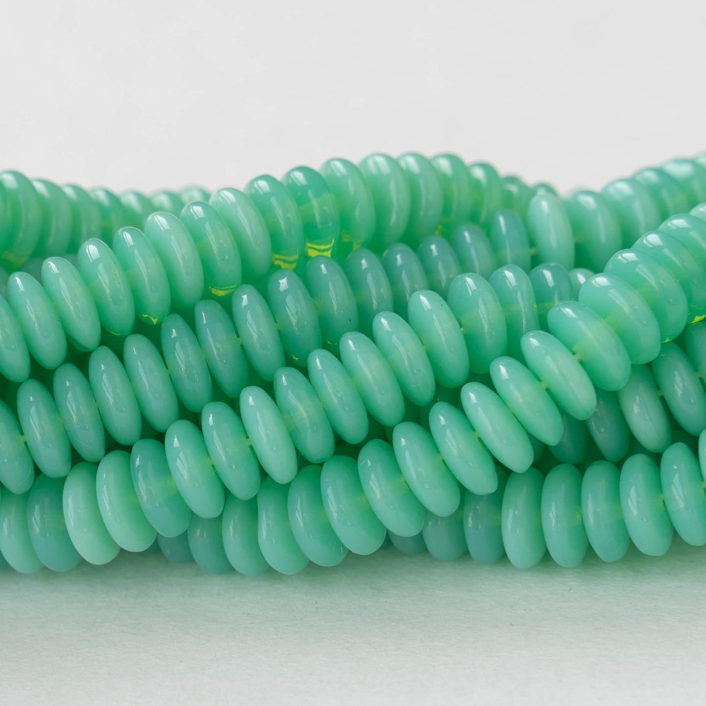 6mm Rondelle Beads - Opaline Seafoam - 50 Beads