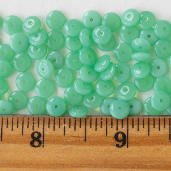 6mm Rondelle Beads - Opaline Seafoam - 50 Beads