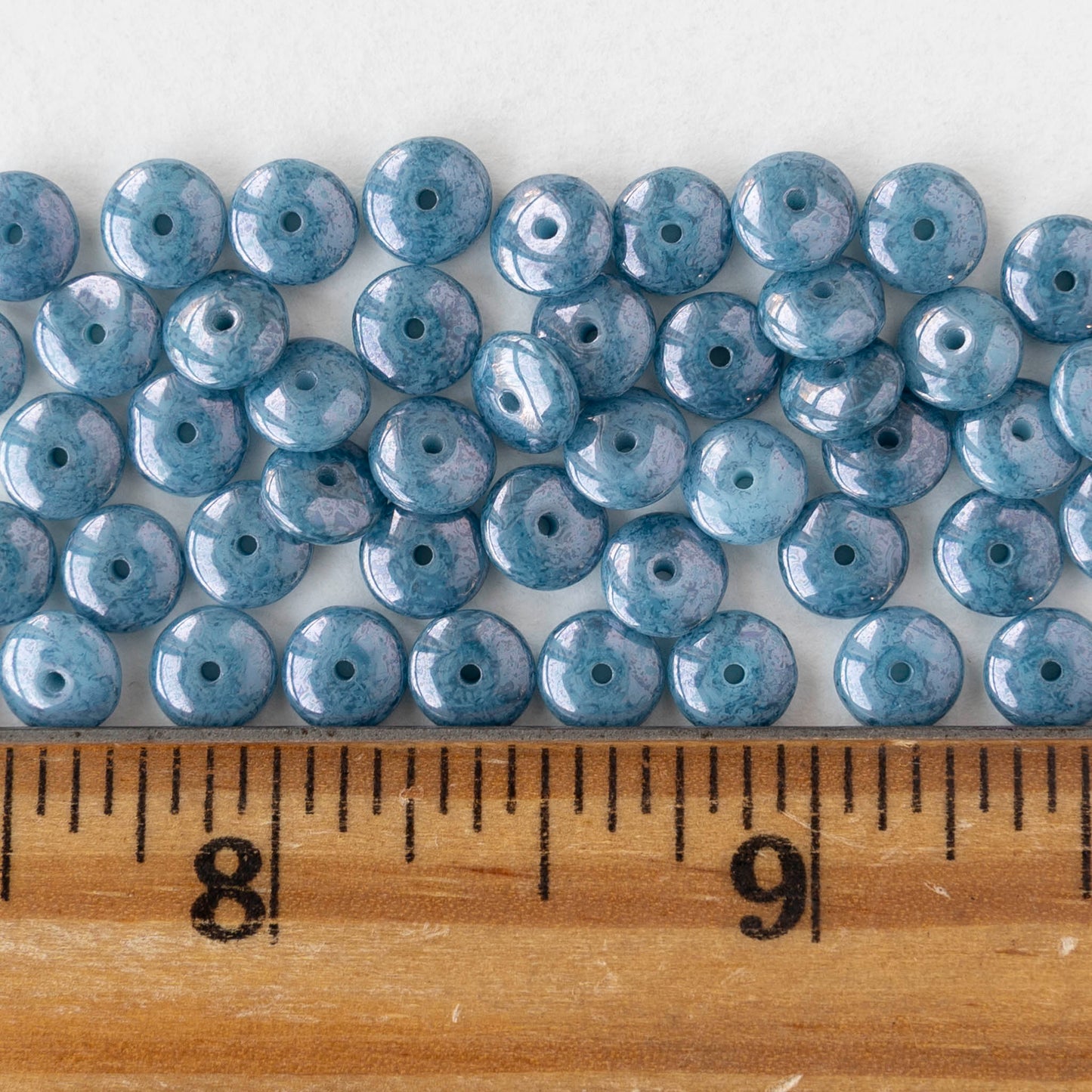 6mm Glass Rondelle Beads - Slate Blue PIcasso - 25 or 50 beads