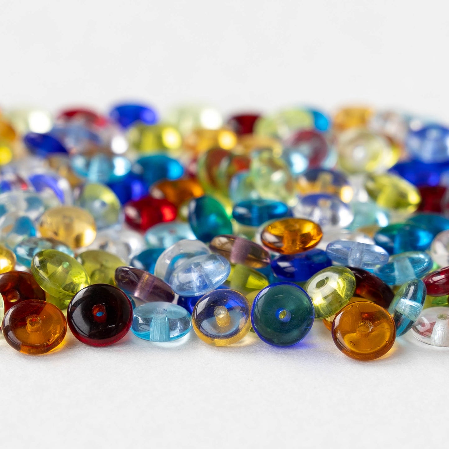 6mm Glass Rondelle Bead - Transparent Mix -  100