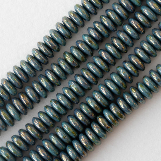 6mm Rondelle Beads - Turquoise Bronze - 50 Beads