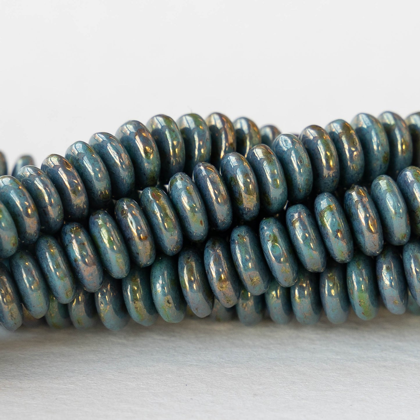 6mm Rondelle Beads - Turquoise Bronze - 50 Beads