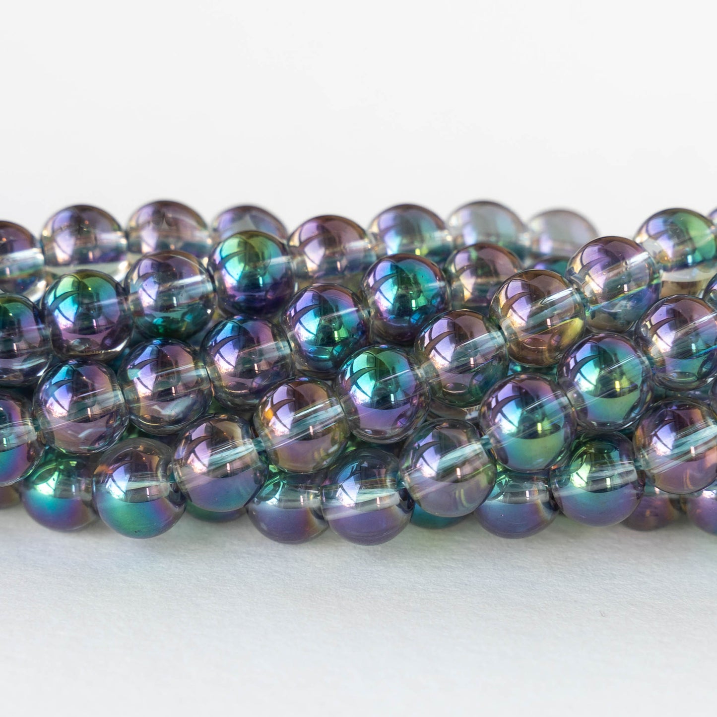 6mm Round Glass Beads - Rainbow Angel Aura - 35 beads