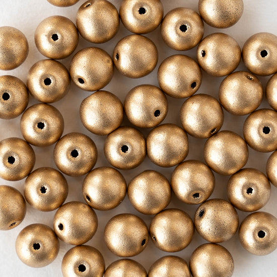 6mm Round Glass Beads - Aztec Gold - 50 or 100 beads